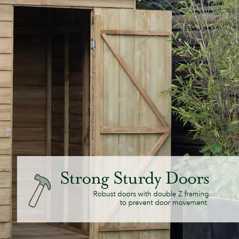 8' x 6' Forest 4Life 25yr Guarantee Overlap Pressure Treated Pent Wooden Shed (2.51m x 2.04m) With 8x6 Wooden Shed Base Kit
