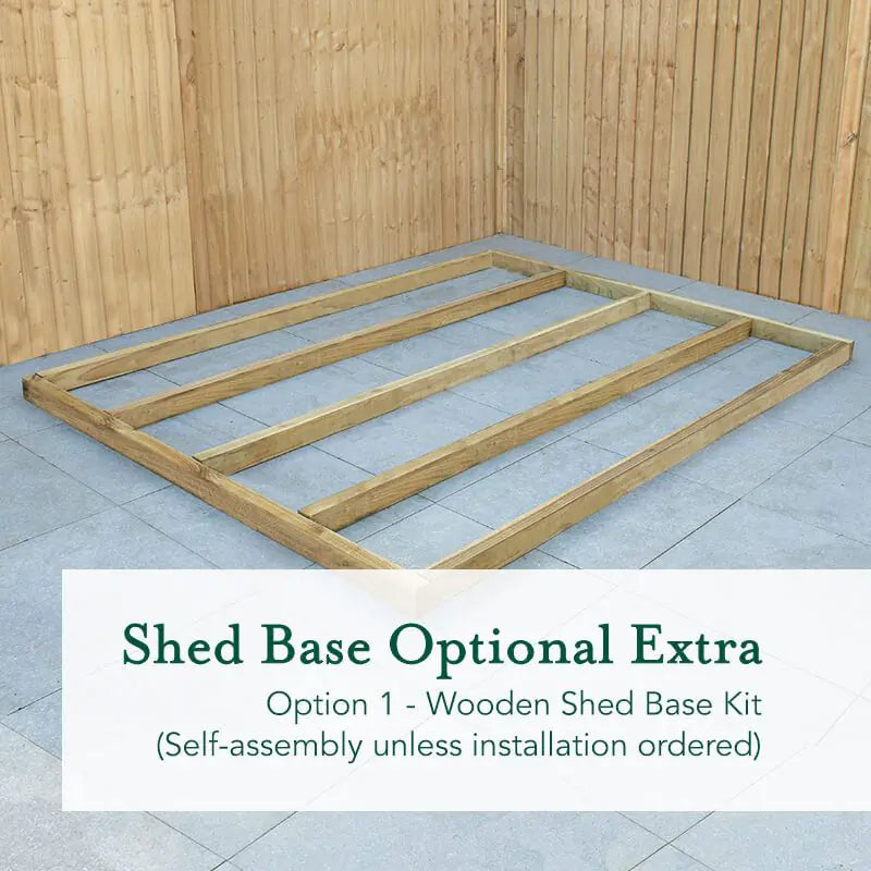 8' x 6' Forest 4Life 25yr Guarantee Overlap Pressure Treated Pent Wooden Shed (2.51m x 2.04m) With 8x6 Wooden Shed Base Kit