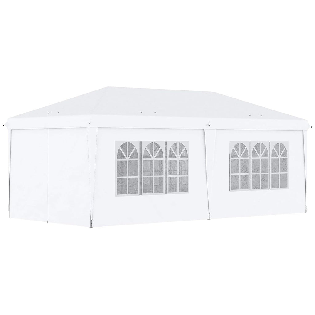 3 x 6m Garden Pop Up Gazebo, Wedding Party Tent with Sidewalls, Windows, Carry Bag, Black