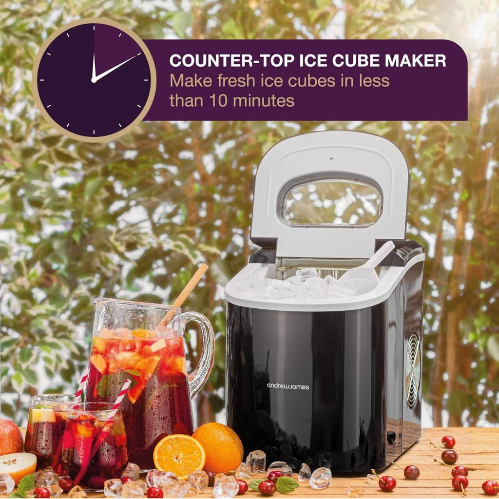 Andrew James 220 volt ice maker Countertop Ice cube maker 2.2 Liter 12KG in 24 Hours ice maker BLACK 220v 50hz 240 volts 50 hz