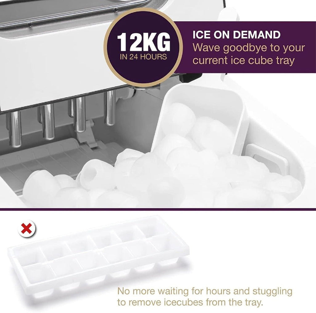 Andrew James 220 volt ice maker Countertop Ice cube maker 2.2 Liter 12KG in 24 Hours ice maker BLACK 220v 50hz 240 volts 50 hz