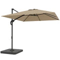 Outsunny 2.4 x 2.4 m Cantilever Parasol with Umbrella Weights, UPF50+ Offset Outdoor Umbrella w/ Easy Tilt Adjustment