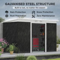 Outsunny 9ft x 4ft Metal Garden Shed, Outdoor Tool House with Foundation Kit, Ventilations and Double Doors, 280cm x 130cm x 172cm
